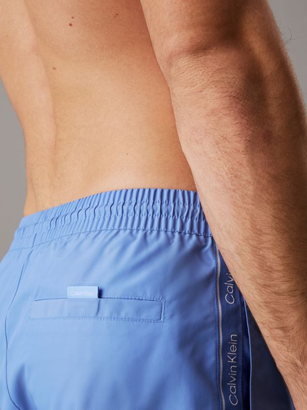 Short Drawstring Swim Shorts - Logo Tape