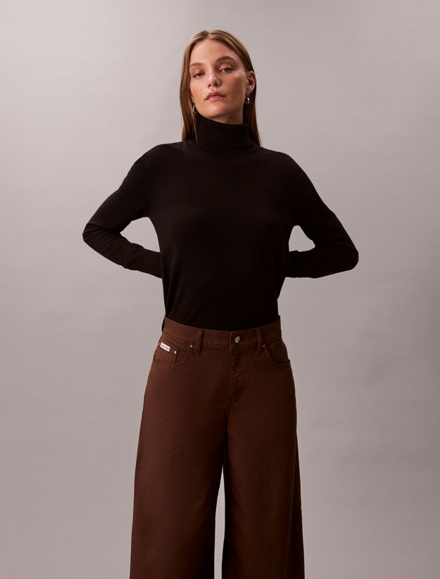 Super Wide Leg Twill Trousers