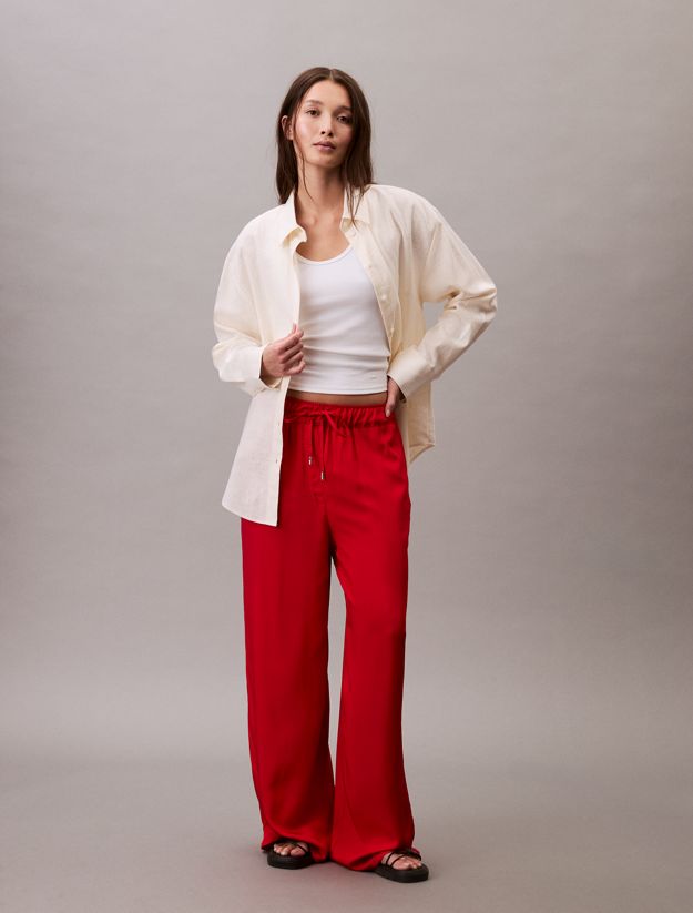 Wide Leg Viscose Trousers