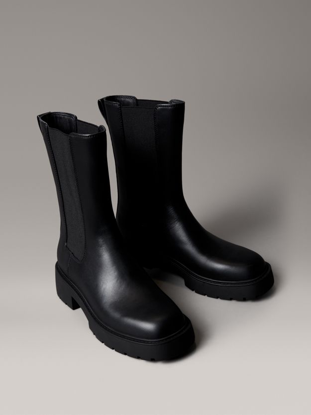 Leather Tall Chunky Chelsea Boots