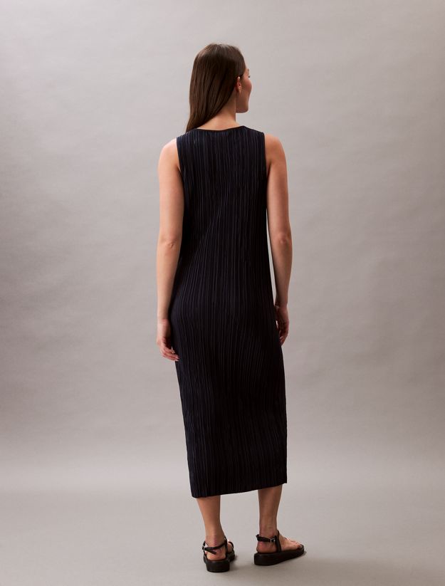 Plisse Sleeveless Midi Dress