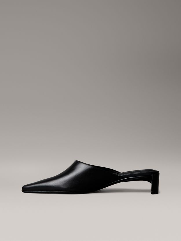 Leather Kitten Heel Mules