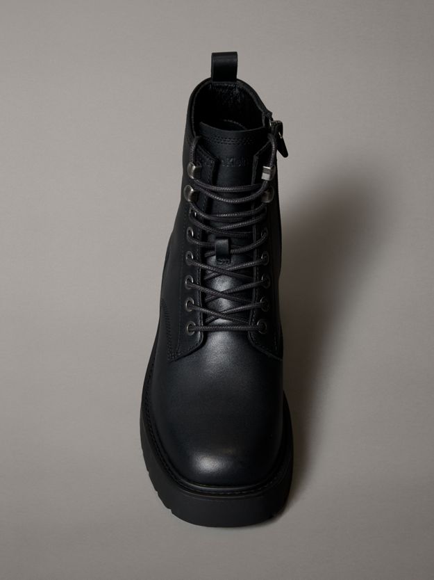 Leather Chunky Heeled Lace-Up Boots