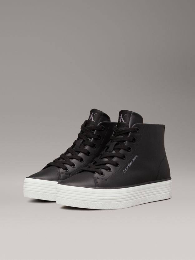 Leather Platform High-Top Trainers