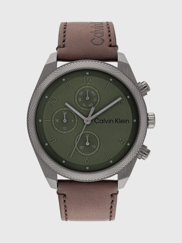 Multifunction Leather Strap Watch