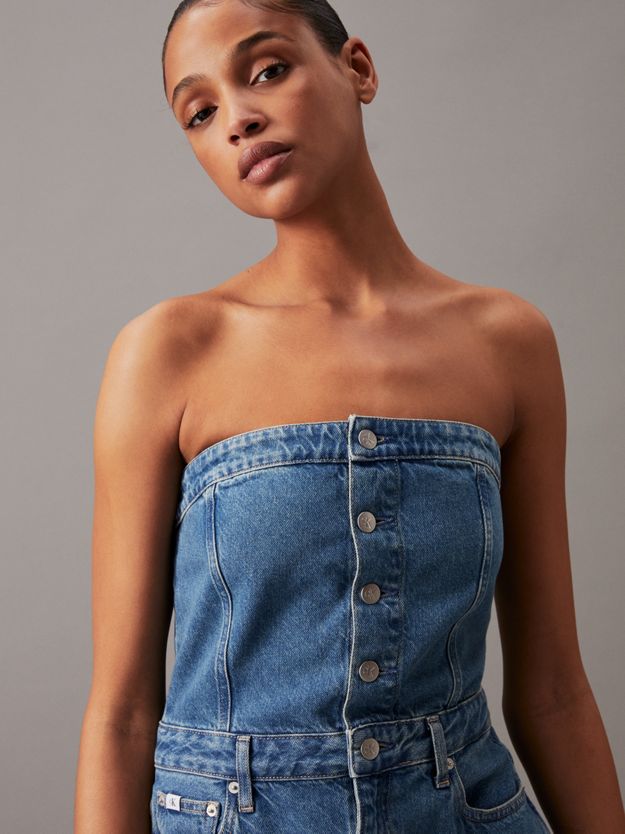 Strapless Denim Maxi Dress