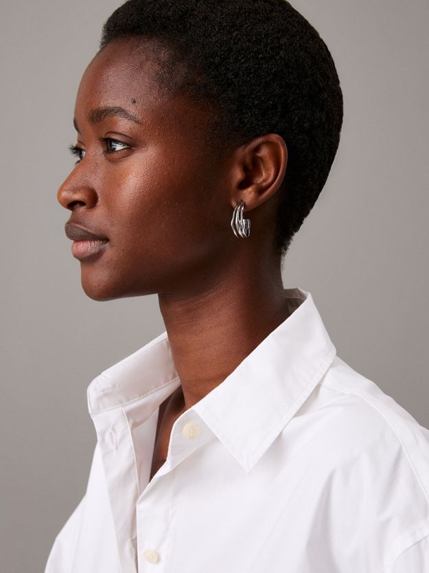 Sculptural Stainless Steel Hoop Earrings