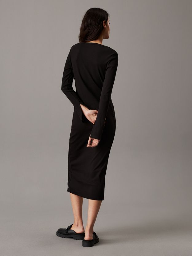 Slim Ribbed Buttoned Maxi Dress