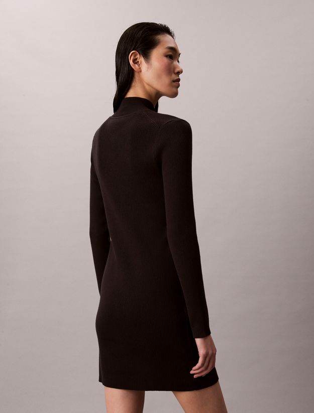 Cotton Knit Roll Neck Dress