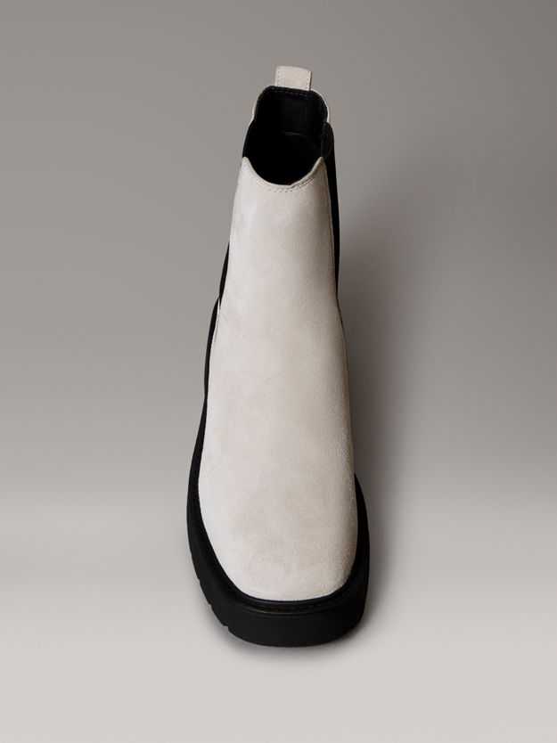 Leather Chunky Square Toe Chelsea Boots