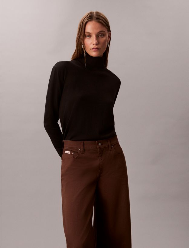 Super Wide Leg Twill Trousers