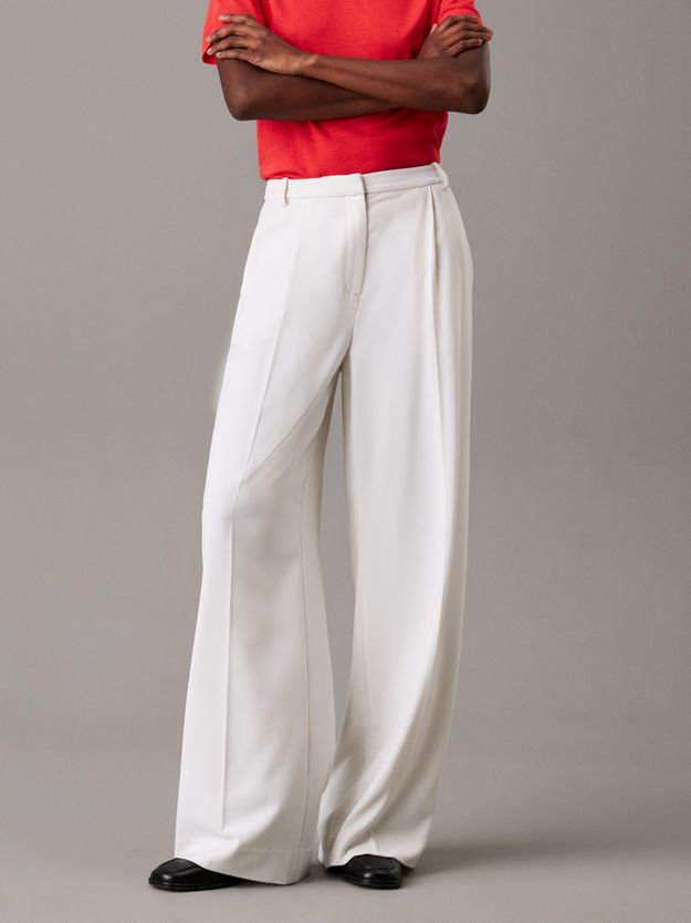Wide Leg Twill Trousers