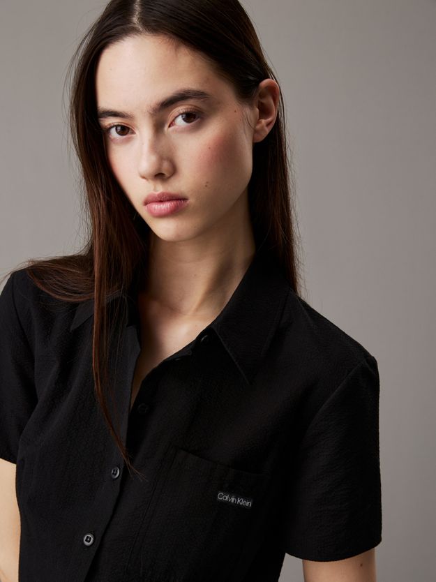 Seersucker Button-Through Dress