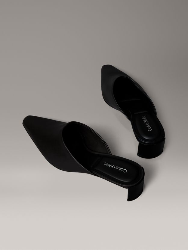 Leather Kitten Heel Mules