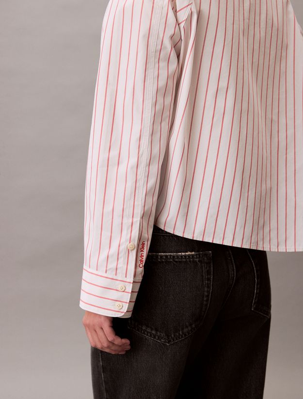 Stripe Cropped Boxy Button-Down Shirt