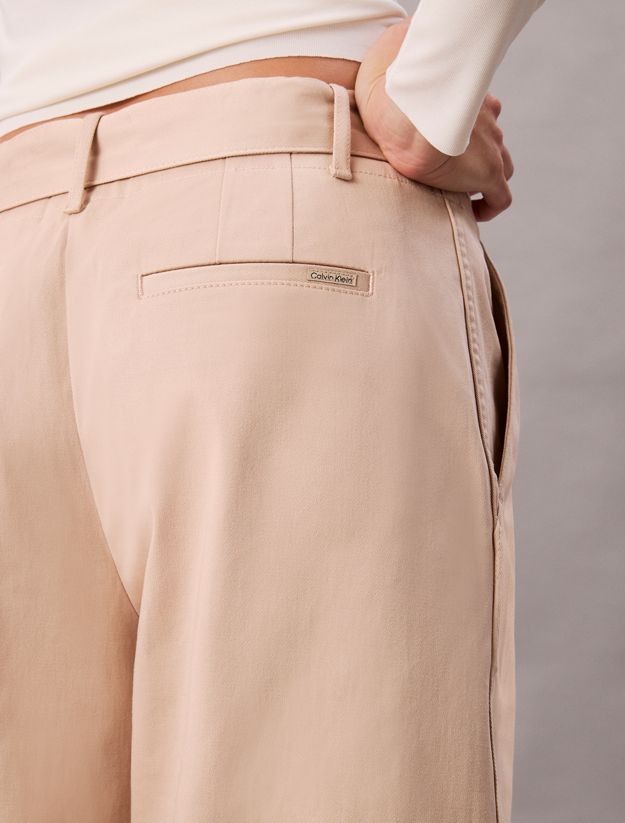 Cotton Twill Belted Trousers