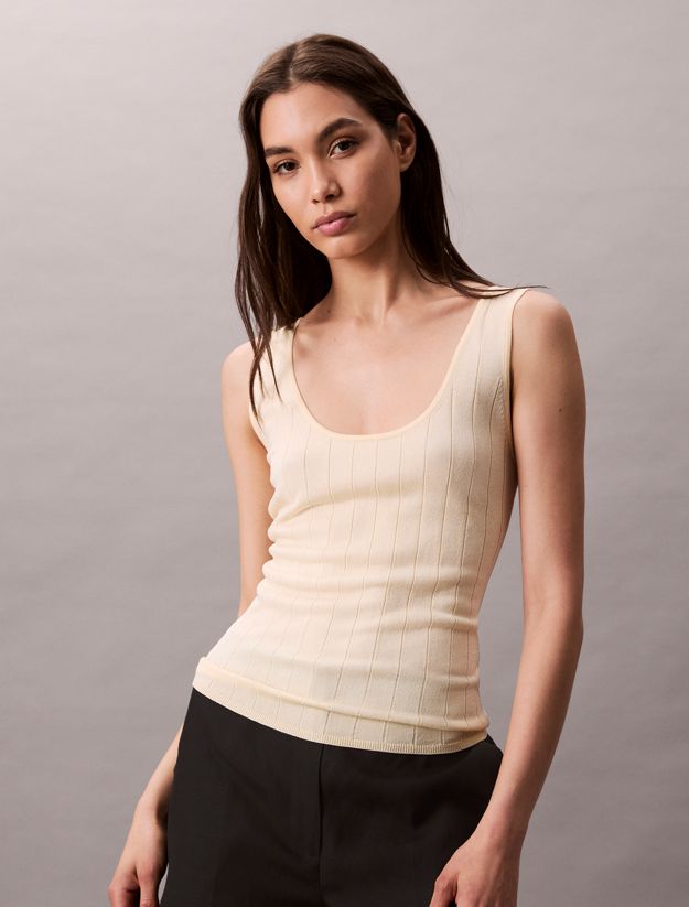 Viscose Blend Ribbed Tank Top