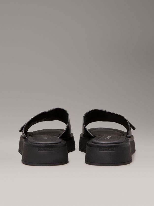 Leather Platform Sliders