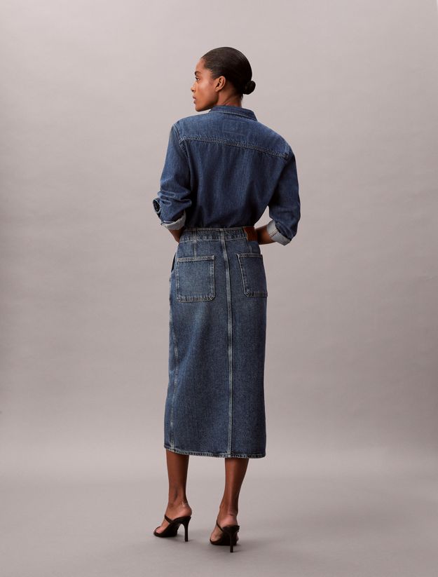 Denim Carpenter Maxi Skirt