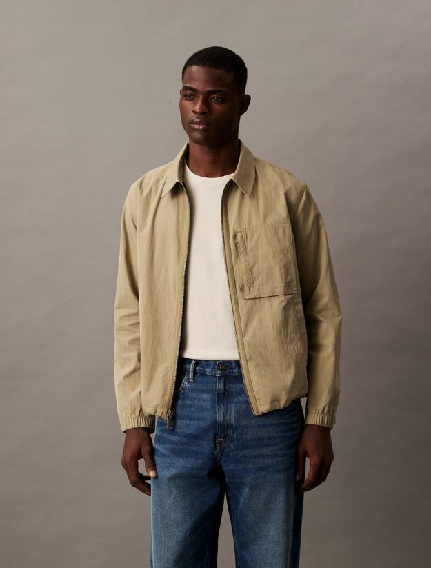 Relaxed Cotton Nylon Shirt Jacket