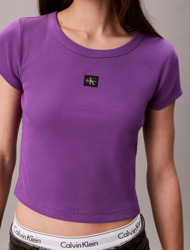 Slim Ribbed Cotton Badge T-shirt