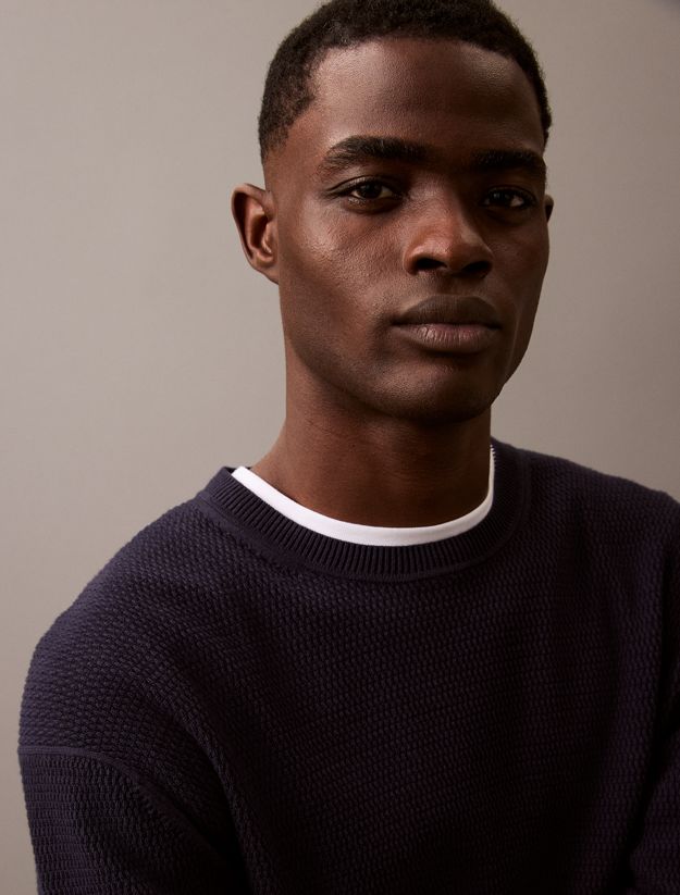 Cotton Textured Crewneck Jumper