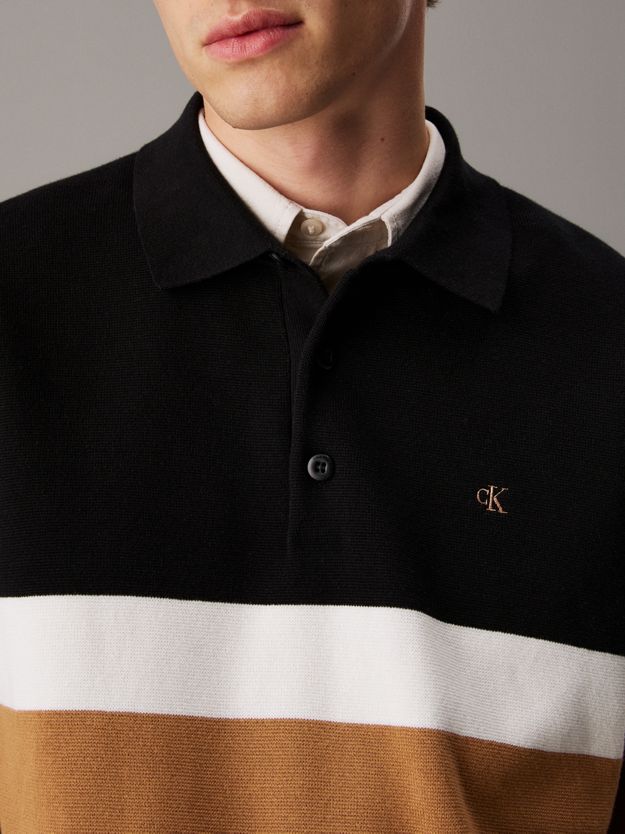 Half Milano Stripe Polo Shirt