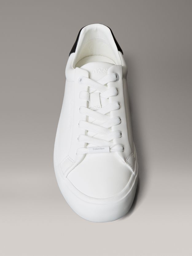Smooth Leather Embossed Logo Trainers