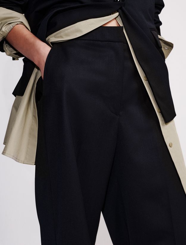 Wool Blend Tailored Trousers