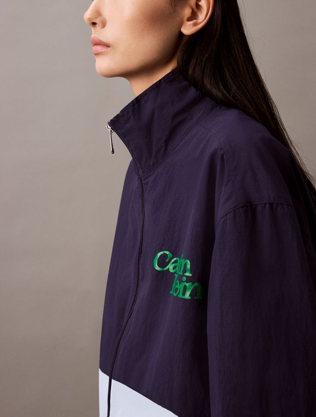 Cropped Colour Block Nylon Jacket