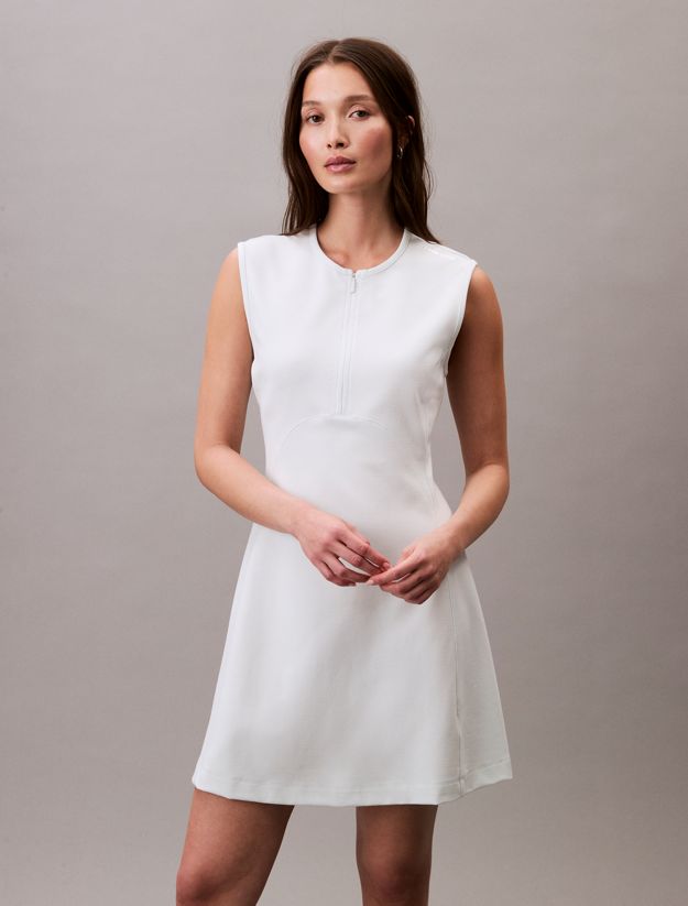 Viscose Blend Quarter Zip A-Line Dress