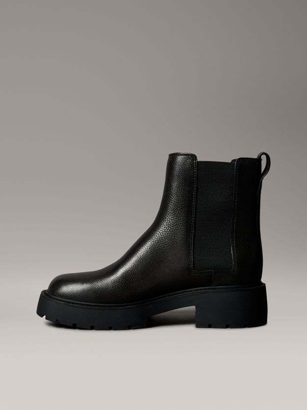 Leather Chunky Square Toe Chelsea Boots