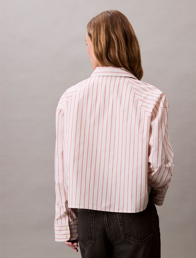 Stripe Cropped Boxy Button-Down Shirt