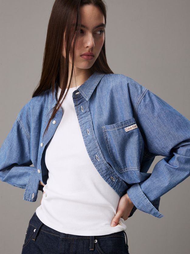 Cropped Denim Dad Shirt