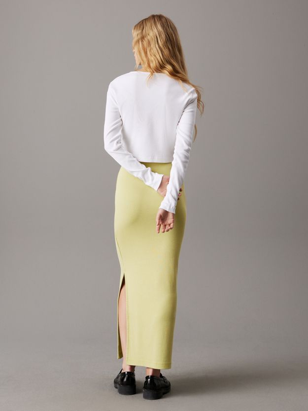 Slim Ribbed Cotton Midi Skirt