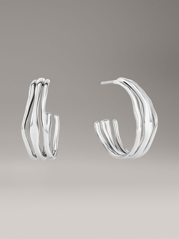Sculptural Stainless Steel Hoop Earrings