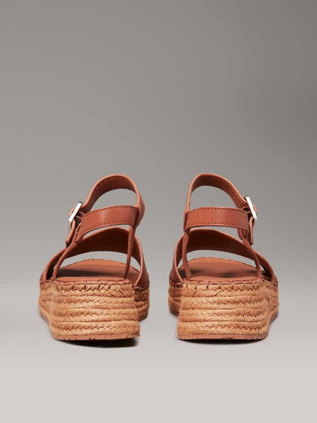 Leather Espadrille Platform Sandals