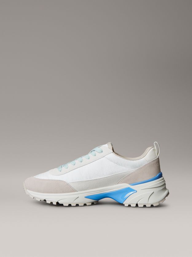 Suede and Emblem Logo Nylon Trainers