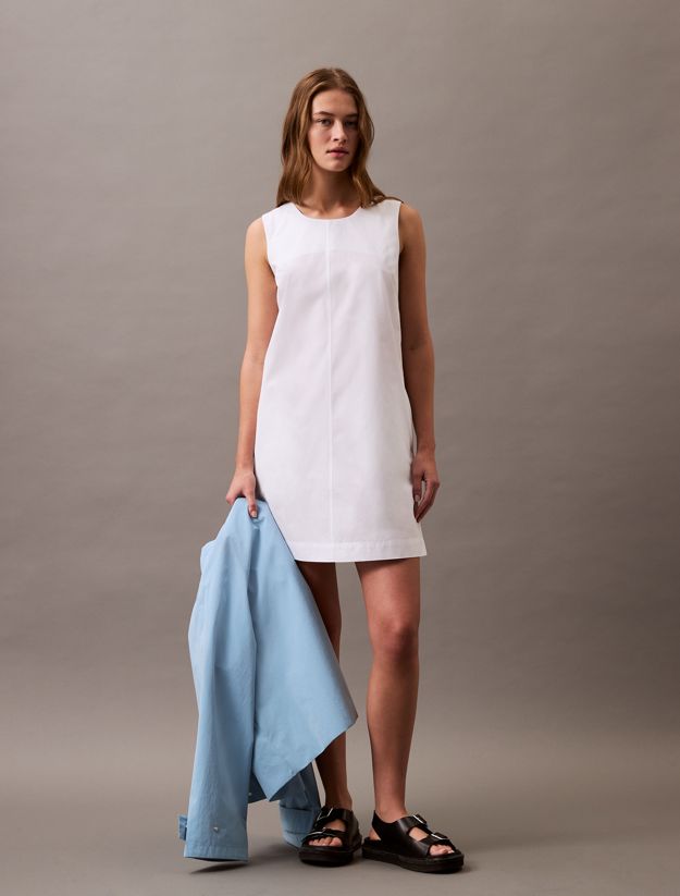 Sleeveless Cotton Poplin Mini Dress
