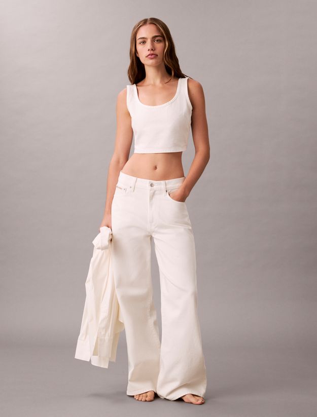 Denim Allover Monogram Cropped Tank Top