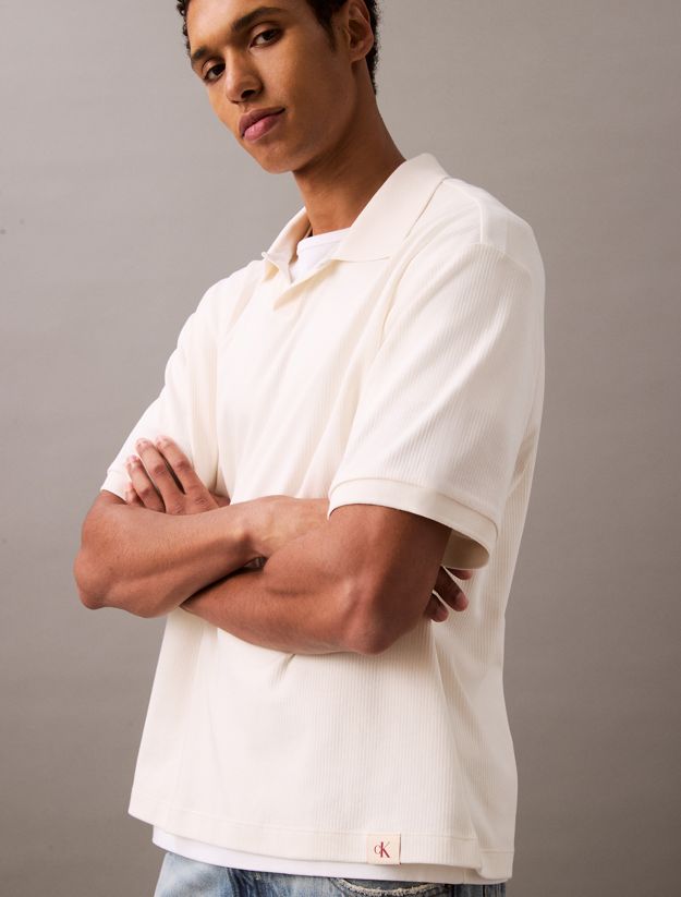 Relaxed Ribbed Cotton Polo Shirt