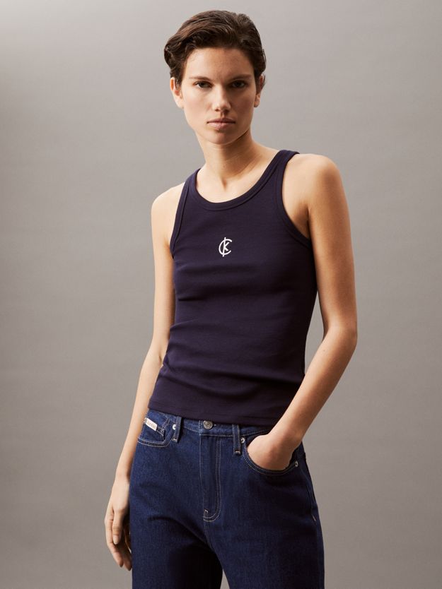 Ribbed Cotton Logo Tank Top