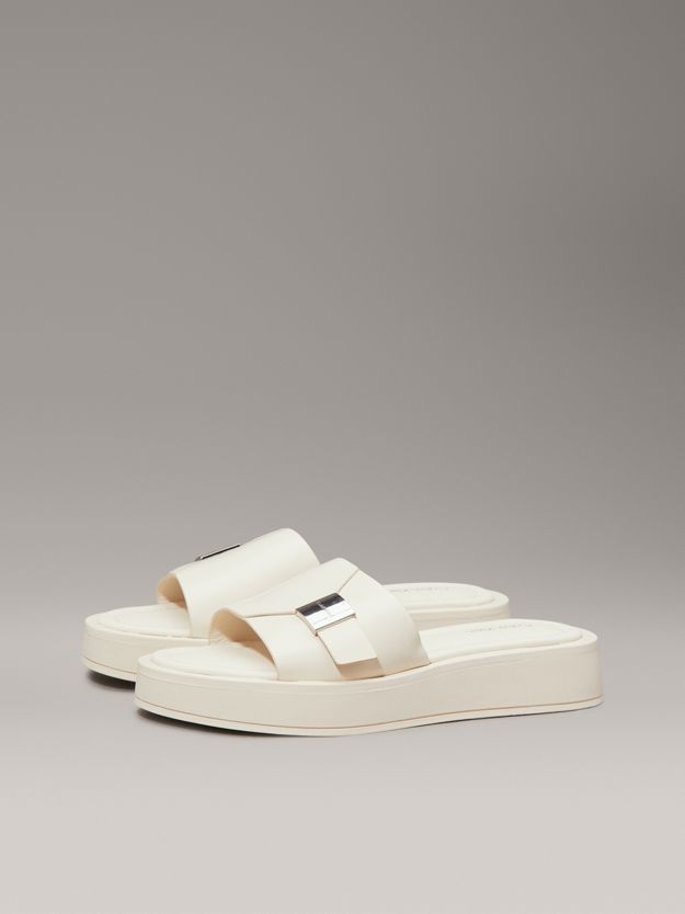 Leather Platform Sliders