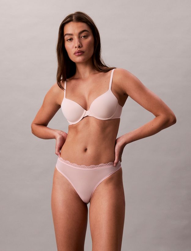 Thong - Microfibre Stretch with Lace