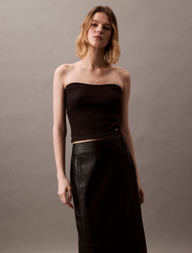 Ribbed Cotton Strapless Top