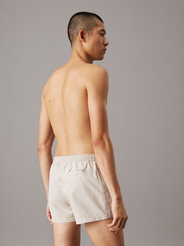 Short Drawstring Swim Shorts - Logo Tape