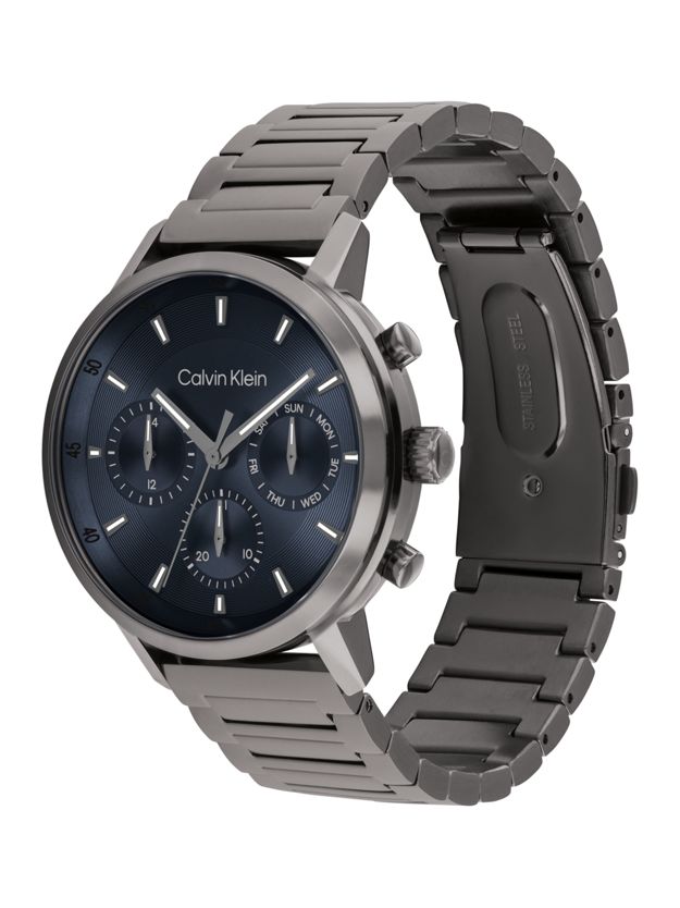 Grey Plated Steel Multifunction Watch
