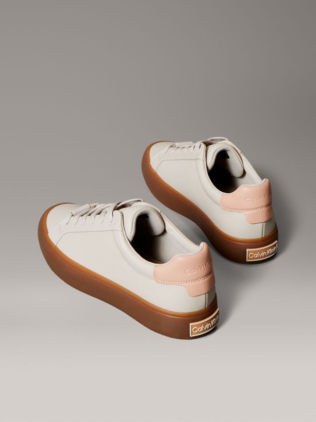 Smooth Leather Embossed Logo Trainers