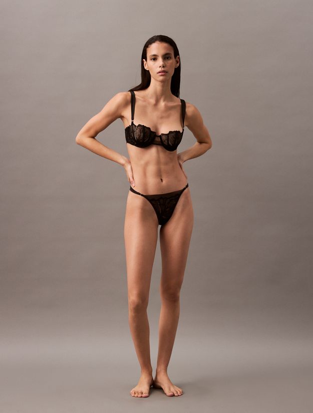 Thong - CK Black Floral Lace