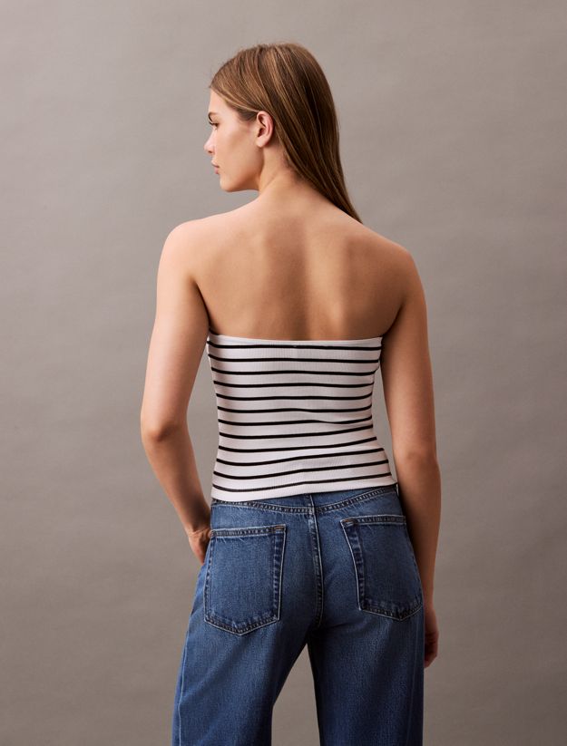 Ribbed Cotton Strapless Top